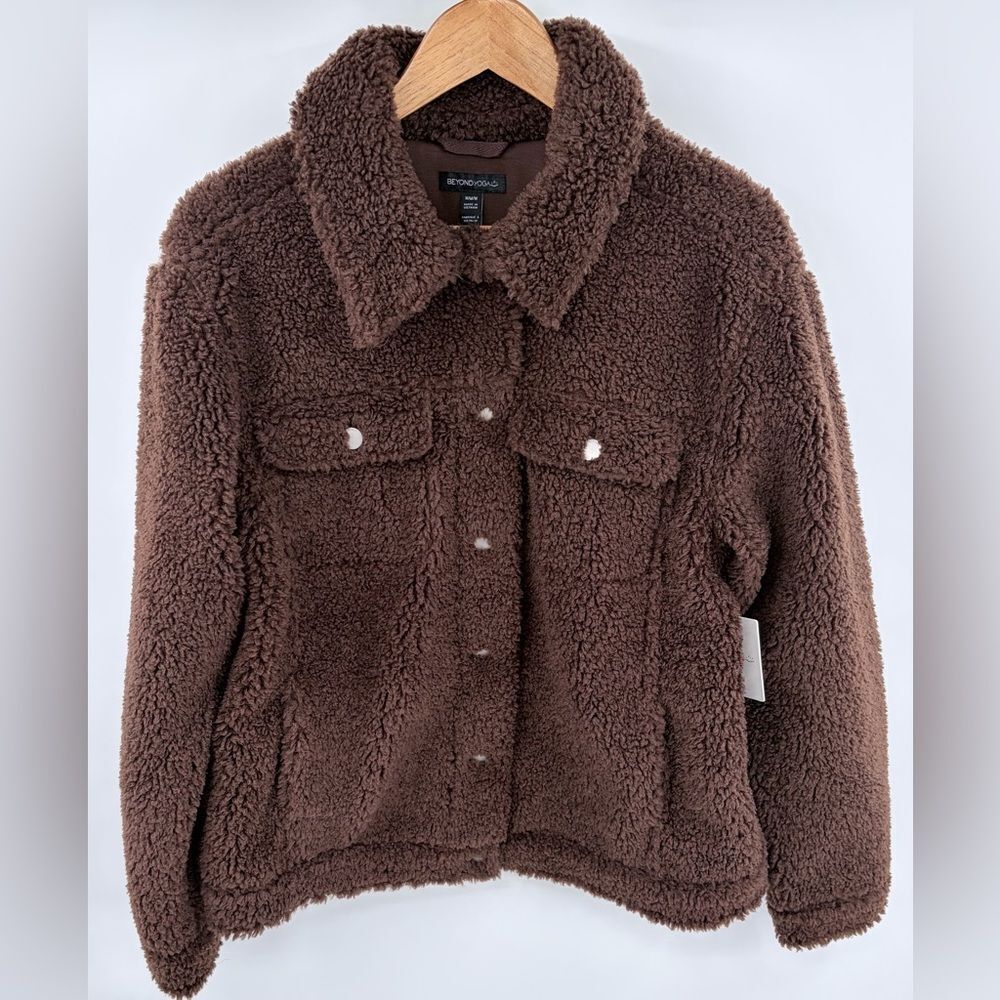 Beyond Yoga women’s Rider oversize faux shearling shacket espresso size M NWT
